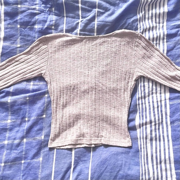 Forever 21 Tan Button Down Ribbed Deep Scoop Cardigan Long Sleeve [Size S] 🤎 - Picture 2 of 3